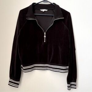 VICTORIA'S SECRET Black Crop Velour Tracksuit Jacket Size Large